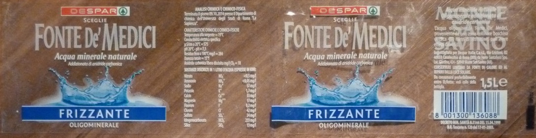 Italy - Fonte de Medici (transparent label) 1500ml